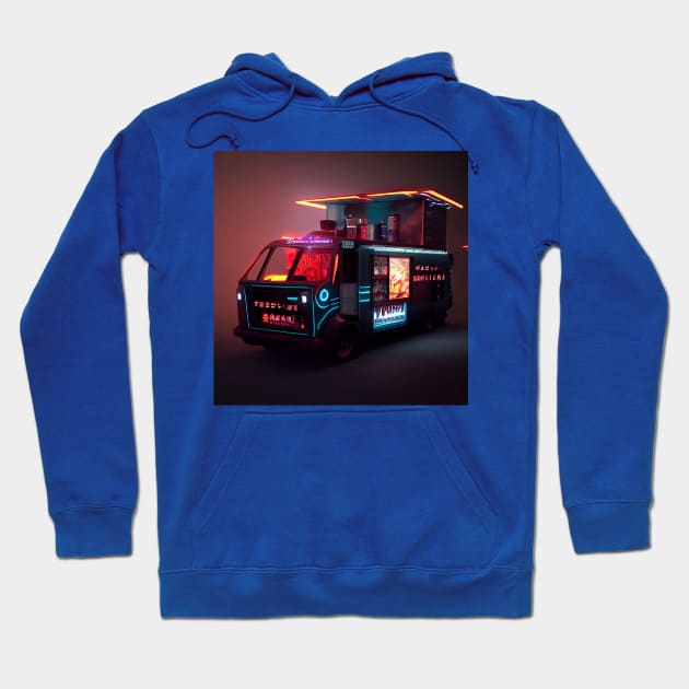 Cyberpunk Tokyo Ramen Food Truck Hoodie by Grassroots Green